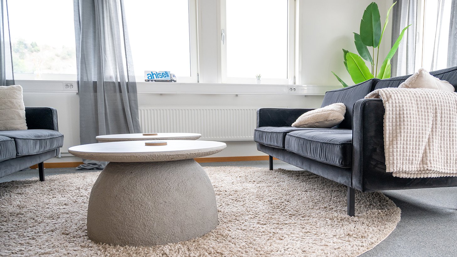 Ett vackert soffbord på Ahlsells nya kontor
