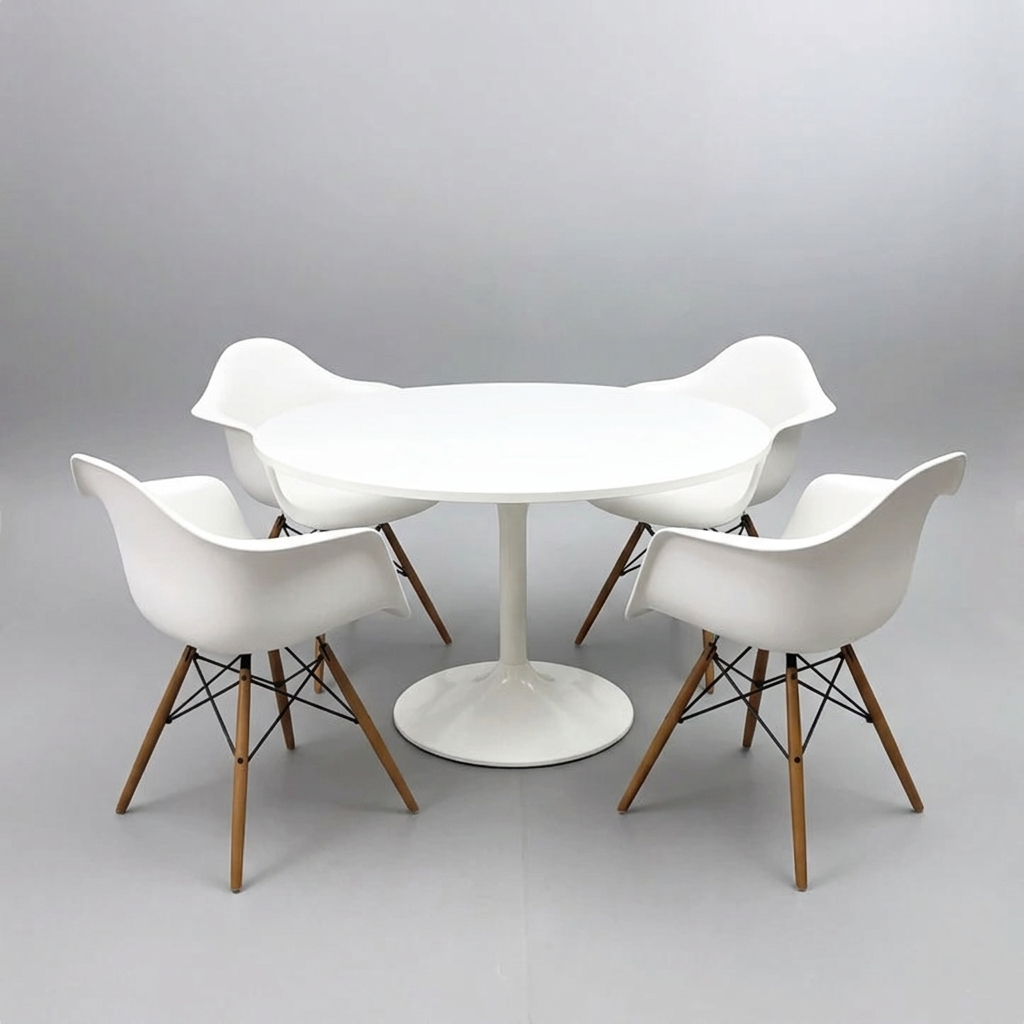 Huvudbild för Cafégrupp Eames Plastic Armchair DAW/ Cafébord Ø1200mm